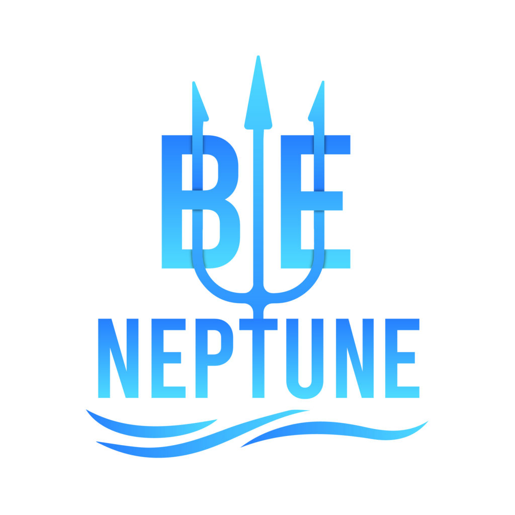 logo be neptune trident bleu print