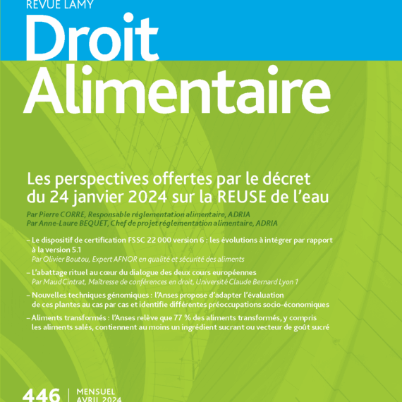 REUSE et REUT : accompagner les IAA vers la sobriété hydrique 04 droit alimentaire reuse eclairage adria page 1