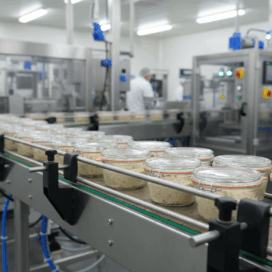 Chaine de production industrielle faisait des bocaux de tartinade