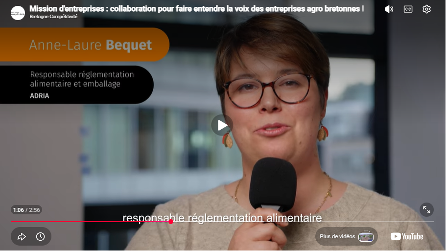 Anne-Laure BEQUET, Responsable réglementation alimentaire et emballage, ADRIA